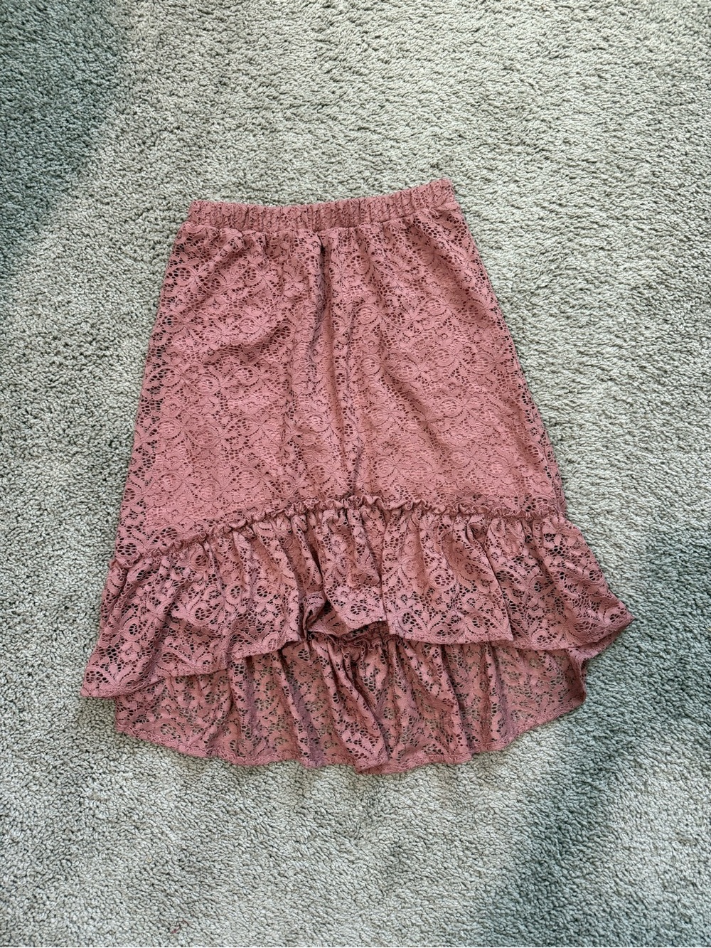 Place Dusty Rose Lace High-Low Ruffle Skirt